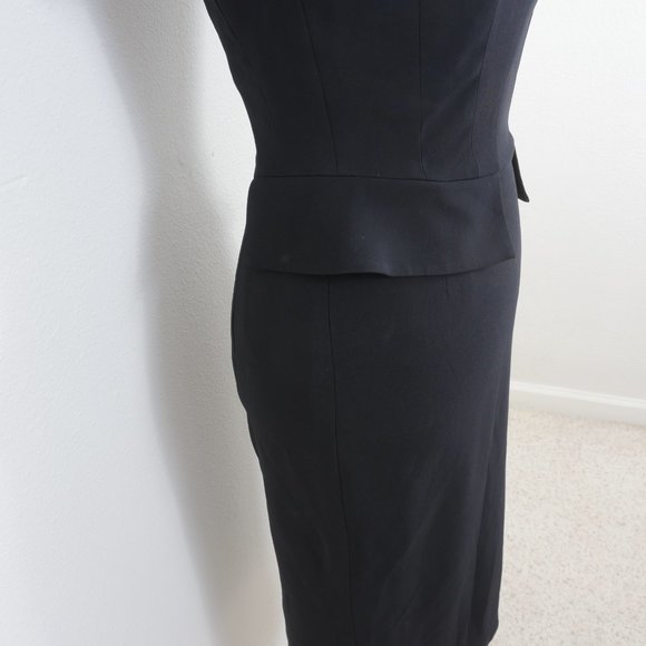 Tabitha Webb Honeysuckle Onyx Black Sleeveless V Neck Partial Peplum Waist Dress - Picture 6 of 12